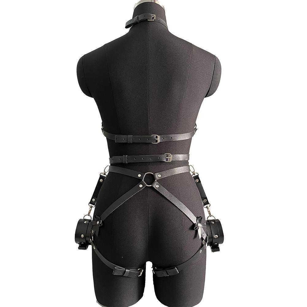 Women Sexy Bondage Harness Set Leather Lingerie Fetish Couple Underwear Thigh Garter Stocking Women's Harness Bra Sword belt