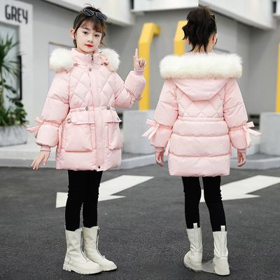 Moda de inverno, roupas acolchoadas de algodão para meninas, roupas de inverno para meninas, roupas grossas com capuz e comprimento médio, jaquetas quentes à prova de frio para meninas