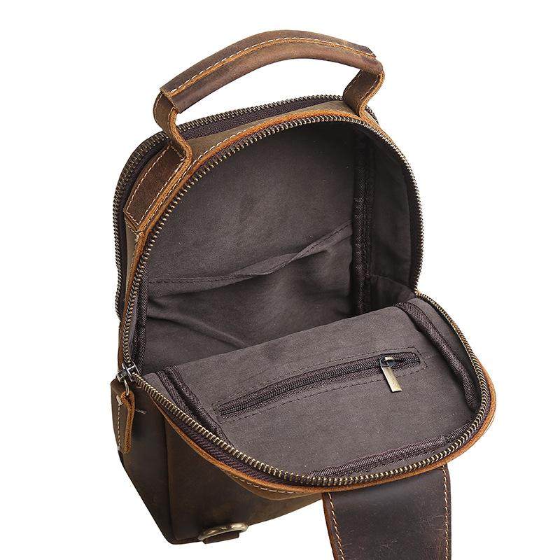 Nuova Borsa da Petto in Pelle, Borsa a Tracolla da Uomo, Borsa Vintage da Uomo in Pelle Crazy Horse di Primo Strato