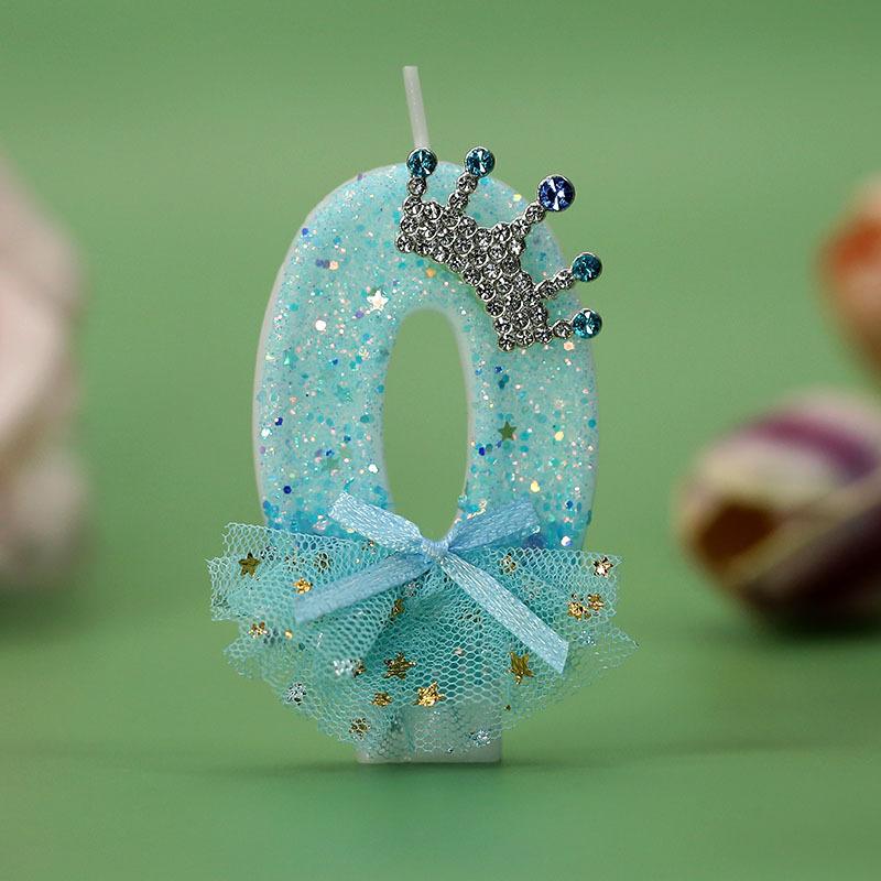 Blue Crown Dress Number Birthday Candles Cute Cake Toppers for Girls Princess Party Decor Unique Candles for Celebrations