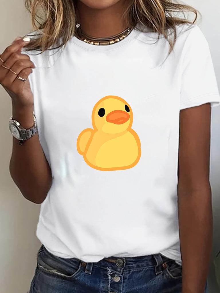 Frieden war nie eine Option Niedliches Tier T-Shirt Lustige Gänse Grafik T-Shirts Sommer Lässige Kurzarm Tops Damenbekleidung