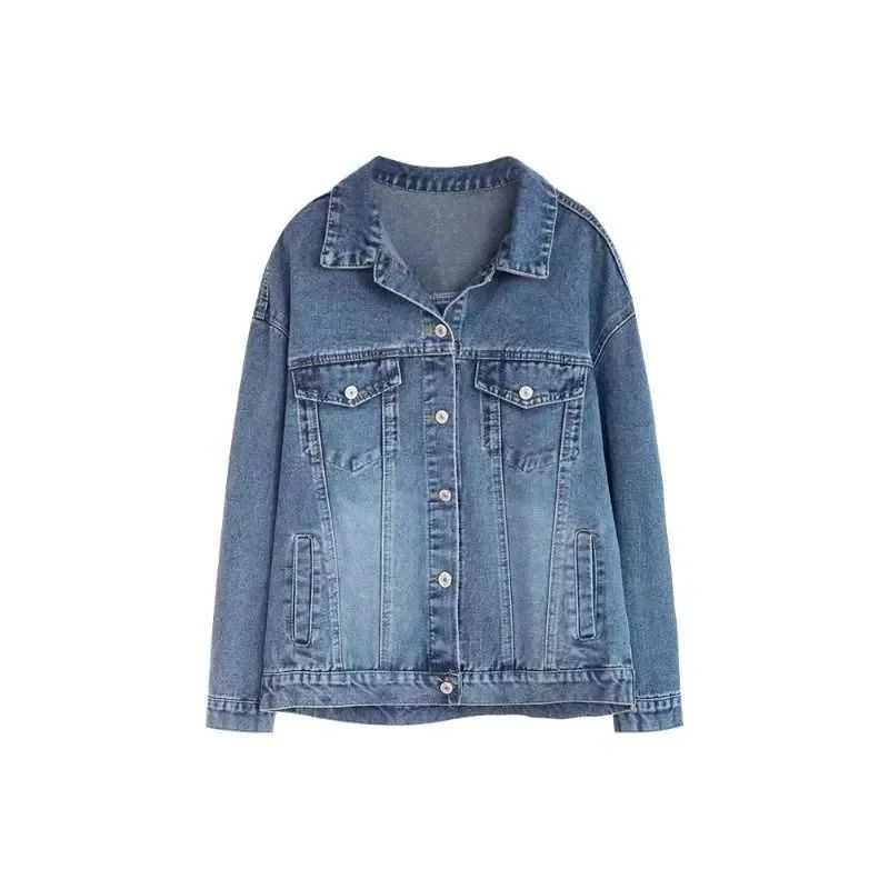 Women's Vintage Warm Denim Jacket Denim Jacket Plus Size Long Sleeve Jacket