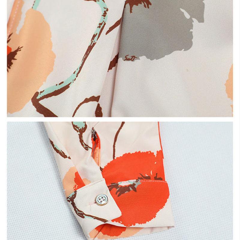 Summer Button Shirt Pleated Edge Chiffon Shirt Casual Printing T-shirt Thin Shirt for Middle-aged and Elderly Women