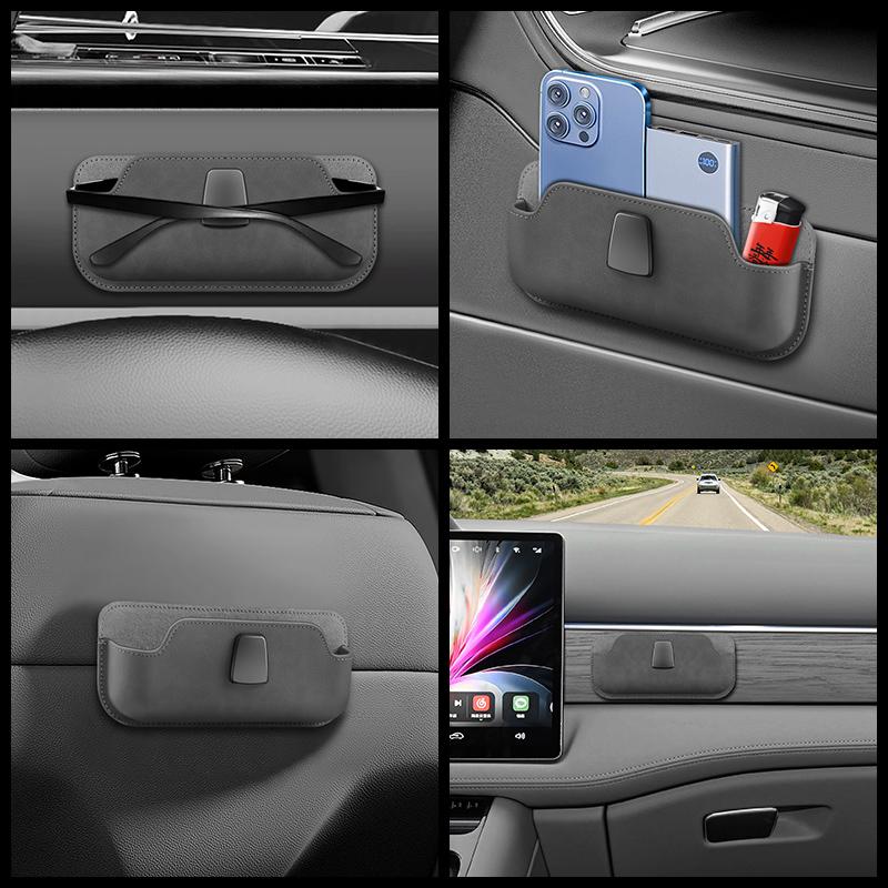 Car Adhesive Glasses Case Car Glasses Case Sunglasses Rack Multi-function Storage Bag Instrument Panel Non-destructive Installat