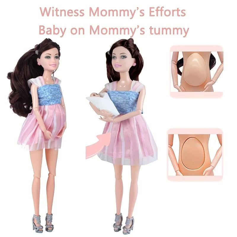 Schwangere Puppen Mit Modepuppenkleidung Kleider Schuhe Säugling In Mamas Bauch Puppenzubehör Für Mädchen Jungen Geburtstagsgeschenk