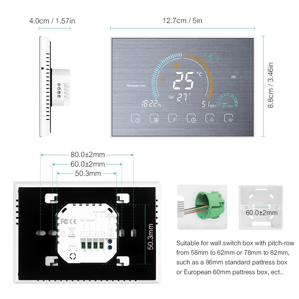 Tuya WiFi/NonWiFi Opt. Smart Life Thermostat Floor Heating Water/Gas Boiler Remote Controller for Google Home Alexa App Fuel Injectors 6