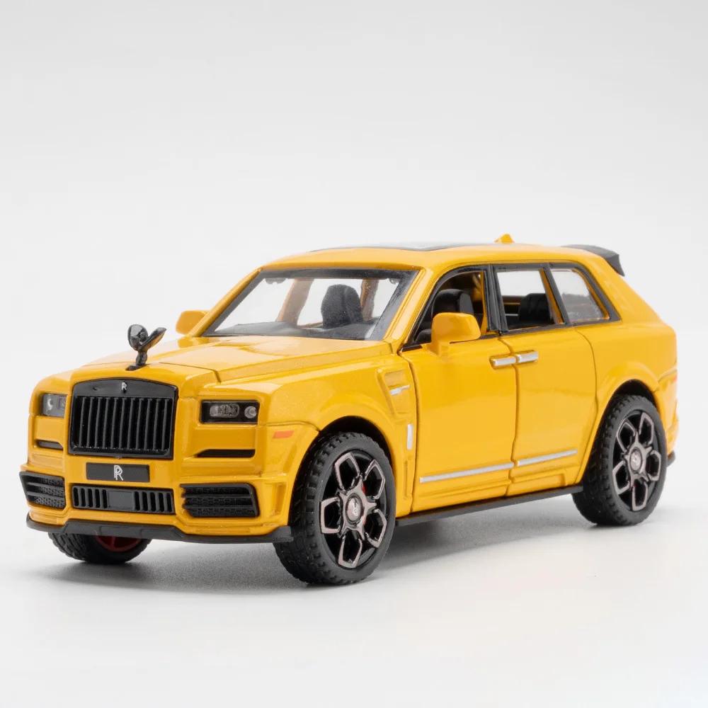 

1:36 Scale Cullinan Toy Car Model Alloy Diecast Rubber Tires Sound Light Pull Back Simulation Toy Vehicles Models for Adult Toys жовтий
