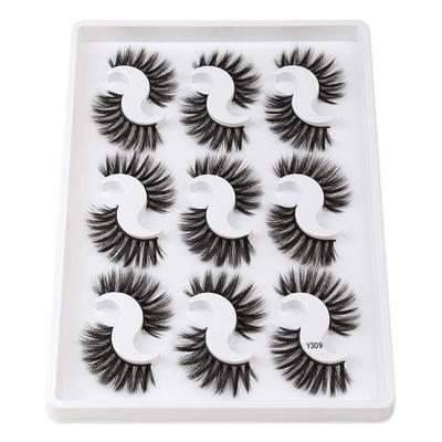 9 pares de pestañas 3D de piel de visón gruesas y esponjosas pestañas postizas rizadas tridimensionales Y300 herramienta de belleza