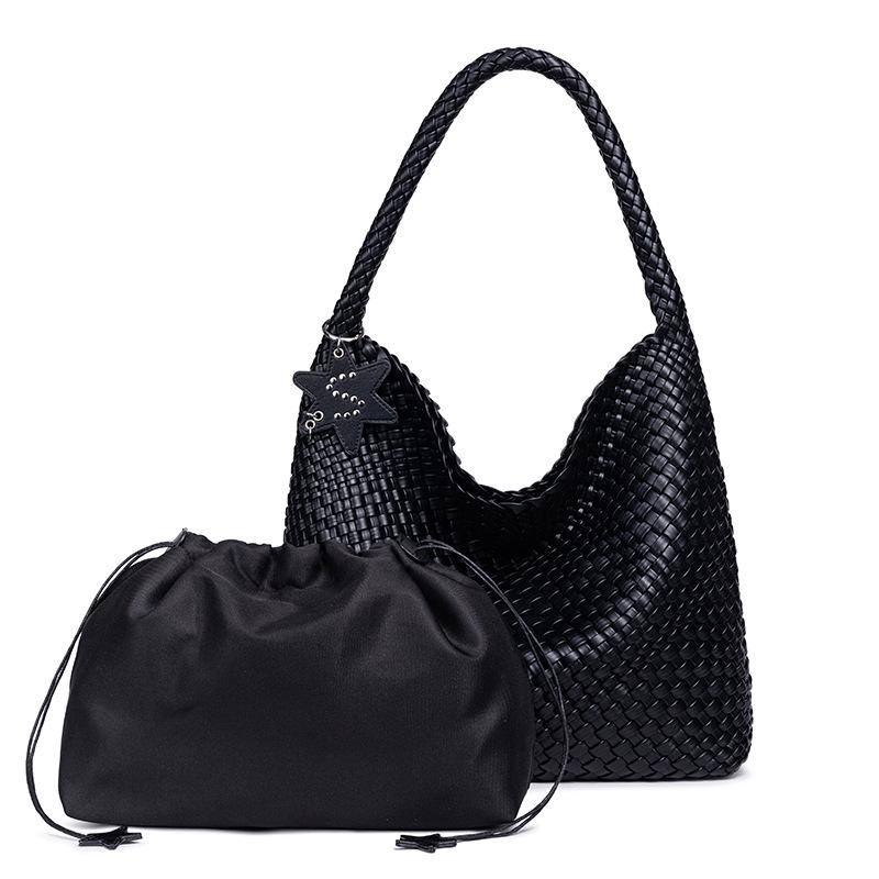 Pearlescent woven shoulder bag axillary gun gun large capacity women's bag handmade casual versatile handbag messenger bag