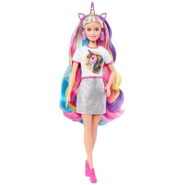 Barbie cheveux fantastiques 16,5 cm - 2 looks licorne et sirène