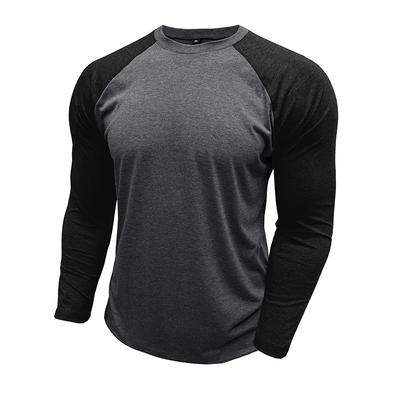 Camisetas Masculinas de Manga Longa Raglan para Primavera e Outono Camisas de Base Casuais com Cor Contrastante Gola Redonda Estilo Básico Uso Diário