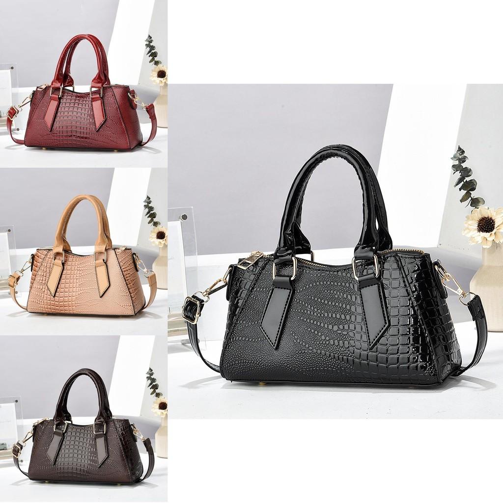 Trendy Crocodile Pattern Stylish Pillow Bag Versatile Large Capacity Handbag