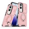 KEYSION 360° Ring Stand Phone Case for VIVO V40 SE 80W V40 Lite Slide Camera Protection Magnetic Shockproof Cover for VIVO Y200 5G