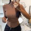 Women's Slim Fit Long Sleeve High Neck Base Layer Top for Autumn/Winter