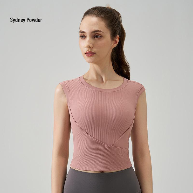 

Women s Summer Breathable Yoga Tank with Chest Pads, Sleeveless Running and Fitness Top L