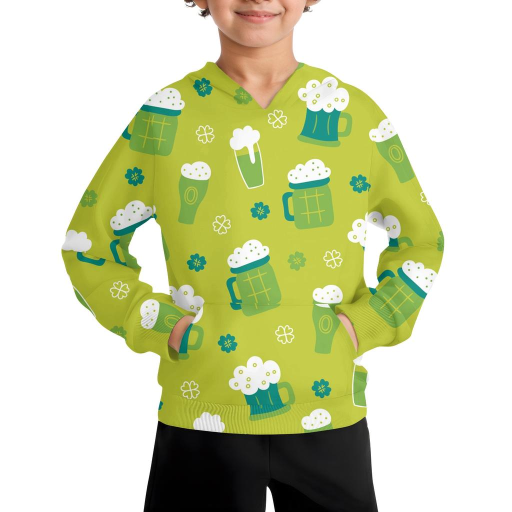 Boys Casual Fashion Long Sleeve Hooded Pocket Sweatshirt