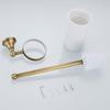 Retro Brass Toilet Brush Holder with White Ceramic Cup - European Antique Style Bathroom Hanger