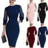 Damen Bodycon Kleid mit Dreiviertelärm und Netz-Einsätzen für Abendgarderobe