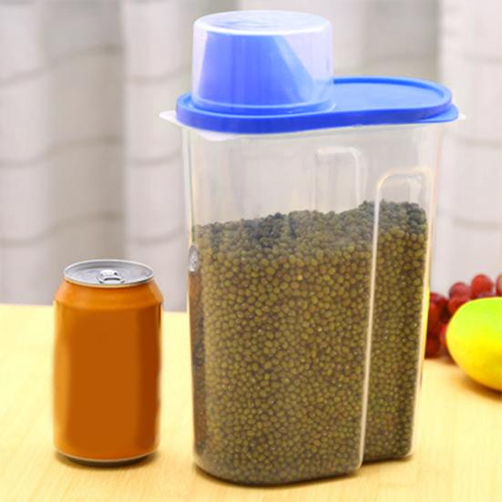 Cereal Storage Box with Lid Measuring Cup Plastic 1.9/2.5L Food Storage Dispenser for Cereals