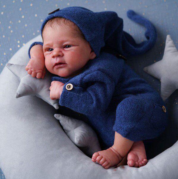 49 cm ELIJAH Realistic Dark Skin Newborn Reborn Baby Doll 46 cm