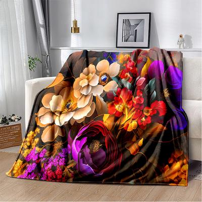 Pretty Flower Daisy Rose Chrysanthemum Print Blanket,Soft Cozy Warm Throw Blanket for Home Bedroom Dorm Bed Sofa Picnic Travel
