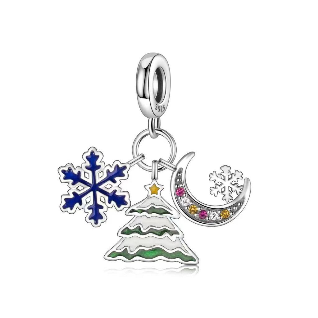 Brand New Christmas Copper Metal Santa Claus Snowman Charm Bead Component Bead Components Compatible With Pandora Authentic Original Bracelets Party