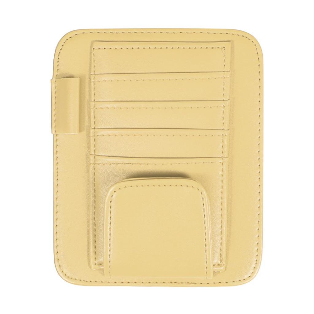 Ideamall Sun Visor Pocket Car Storage Card Holder Pen Holder Sunglasses (Beige)