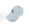 Calvin Klein  Allover Print Denim Baseball Cap, Large Contrast CK Monogram Embroidery Curved Brim Light Wash Vintage Casual Sun Hat 4G5048G-LHL