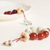 Putuo Mountain Shoushan Stone Wooden Lotus Phone Chain, Auspicious Red Agate Chain, Women's Traditional Chinese Style Handmade Woven Gift Pendant