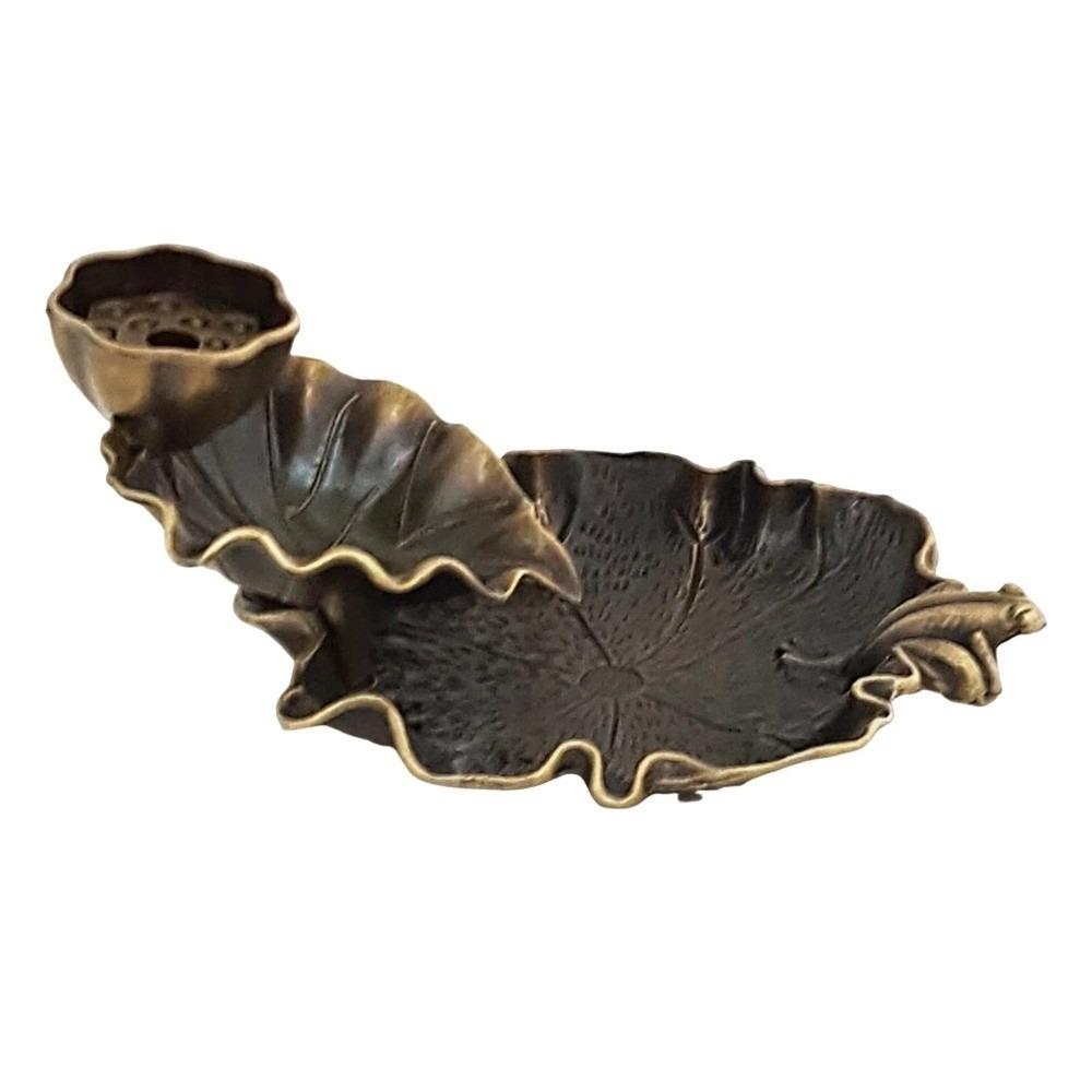 Retro Mini Incense Burner Counter Current Chinese Decorative Lotus Leaf Frog Incense Burner Alloy Material Home Decoration