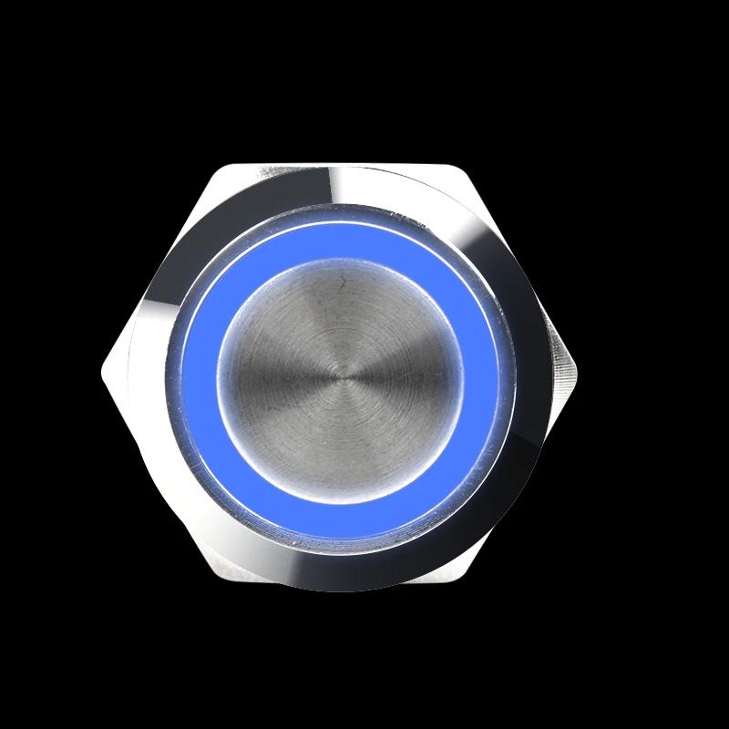 12 16 19 22MM Metal Button Switch LED Light Waterproof Momentary Self-Locking Car Engine Power Supply