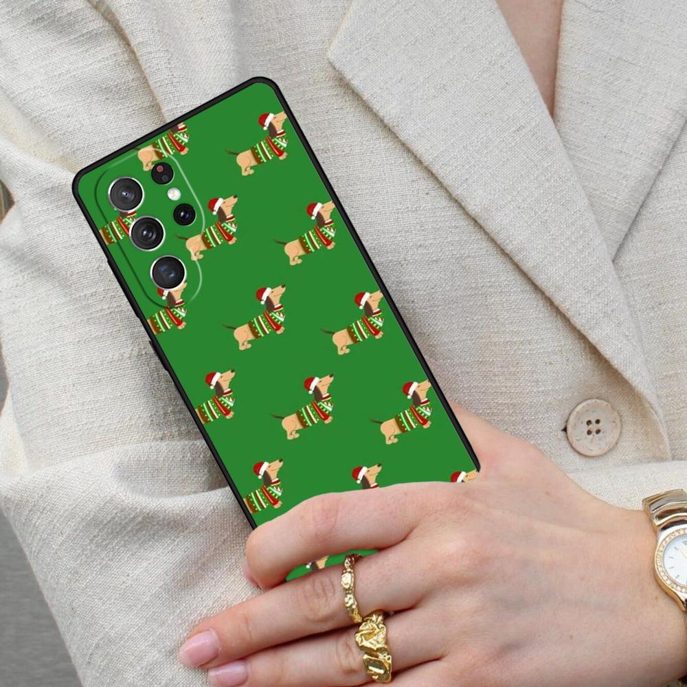 Dachshunds Christmas Sweater Pattern Cell Phone Case for Samsung Galaxy S26 Ultra S25 S24 S23 S22 S21 S20 Note10 Cover