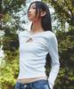 RONRON Knot Ribbon Slit Long Sleeve White