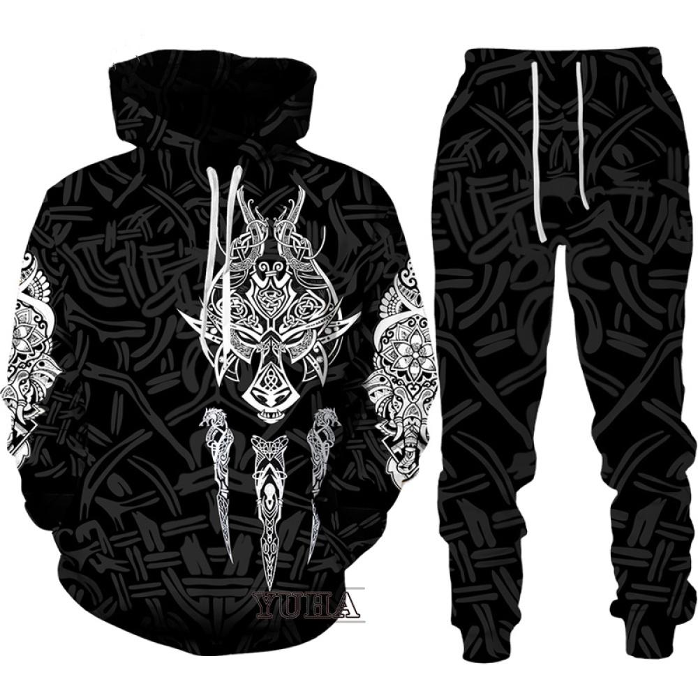 Spring Autumn 3D Printed Fierce Eagle Pattern Hoodies Sweatshirt Men's Sweatpants Set Unisex Tracksuit Fashion Men Clothing Suit