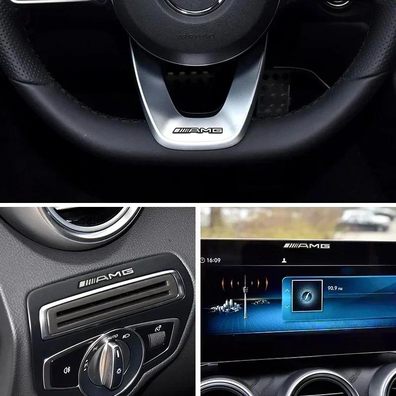1pcs Letter Emblem Badge for Mercedes Benz AMG Interior Center Console Fob Logo Car Styling Accessory 3D Sticker for C E GLK GLA AVF9