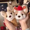Corgi Plush Pendant Ice Cream Cone Stuffed Keychain Kawaii Backpack Pendant Car Key Holder Decor Toys Creative Birthday Gifts