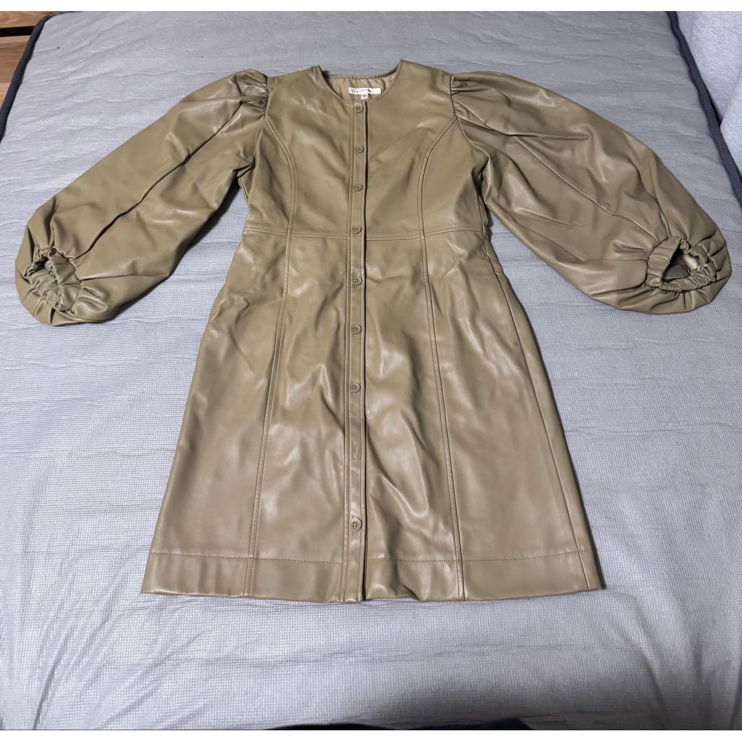 moussy long sleeve leather mini dress