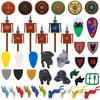 Medieval Military MOC Castle Knight Building Blocks Figures Accessories King Helmet Shield Flags Shoulders Armor Toy Gift N031