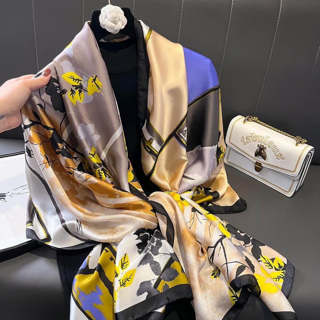 180*90cm Brand Designer Silk Scarf Female Foulard Bandana Long Shawls Wraps Winter Neck Scarves Pashmina Lady Hijab Luxury New