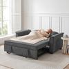 Futon Sleeper Sofa, Adjustable Backrest, 2-Seater with 2 Cushions, Dark Grey