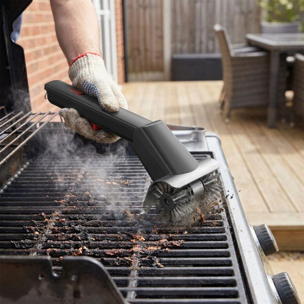 Steel Wire Bristles Rechargeable Grill Cleaner Rotating Barbecue Brush Heavy Grease Removal