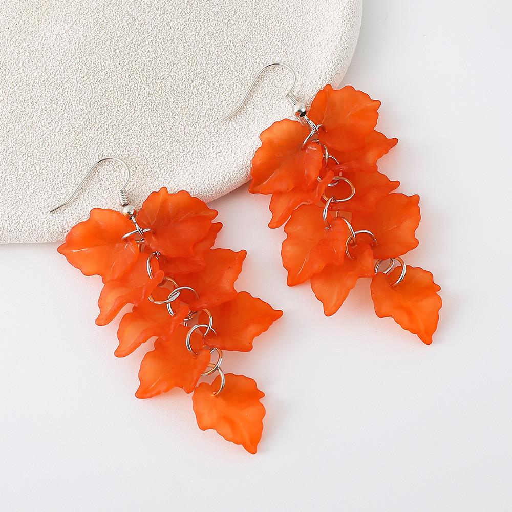 

Pinkdudu Модные серьги-капли с лепестками роз, акриловые длинные серьги с цветами, женские украшения PD2381 оранжевый
