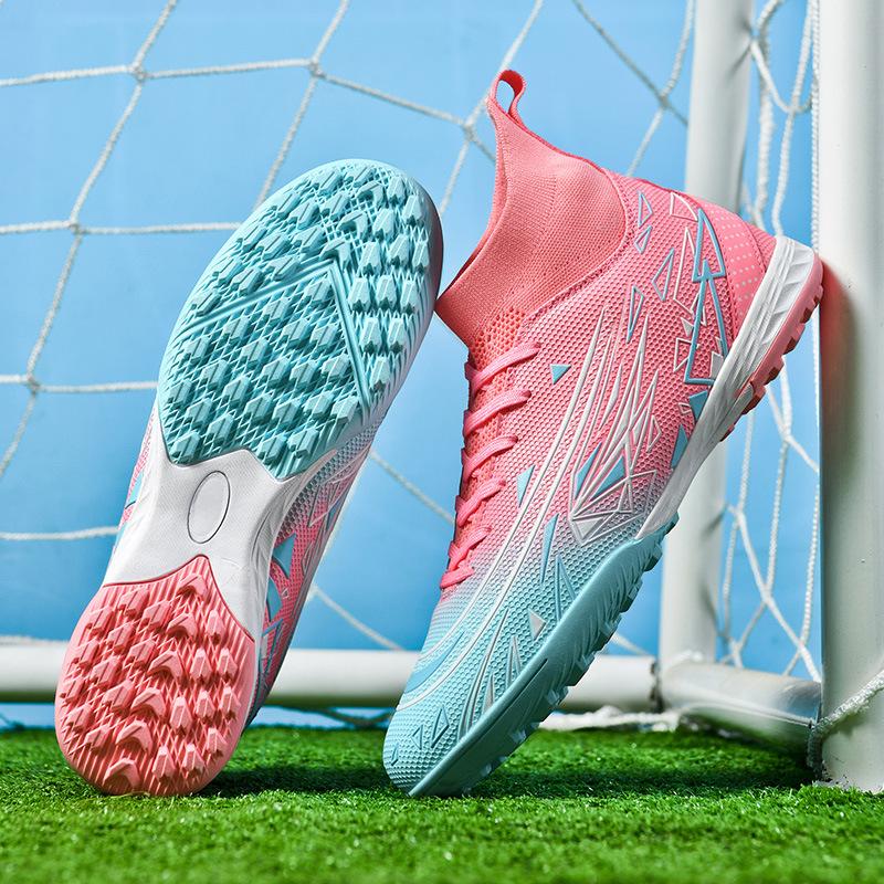 High Top Football Shoes Men'S Long Nails Tf Broken Nails Student Artificial Grass Training Sneakers