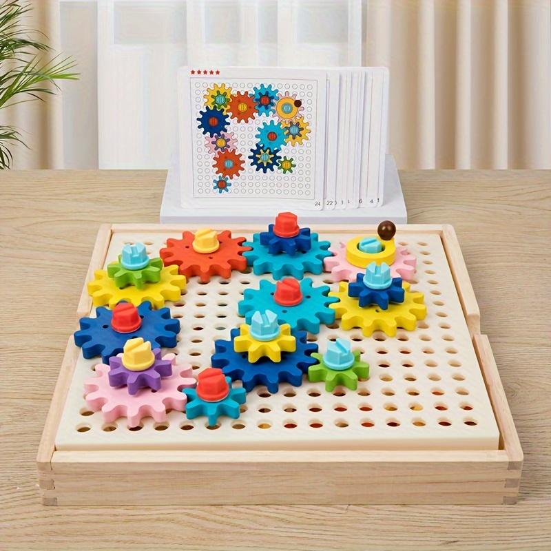 Wooden Gear Toy for Youngsters Smart Puzzle Game with Colorful Gears,Fine Motor Skills Development,Creative Educational Toy for Christmas Gifts,