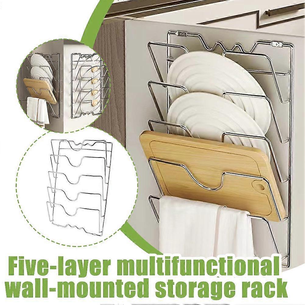 Pot Lid Holder Storage Rack Wall Mounted Pan Cover Organizer Kitchen Accessories