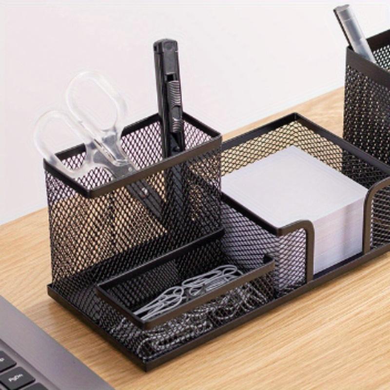 1pc Three grid combination iron mesh metal pen holder -a desktop multifunctional organizer for early learning classroom supplies