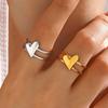 Romantic Stainless Steel Love Heart Opening Rings for Women Men Classic Double Layer Rings Fashion Valentine's Day Jewelry Gifts
