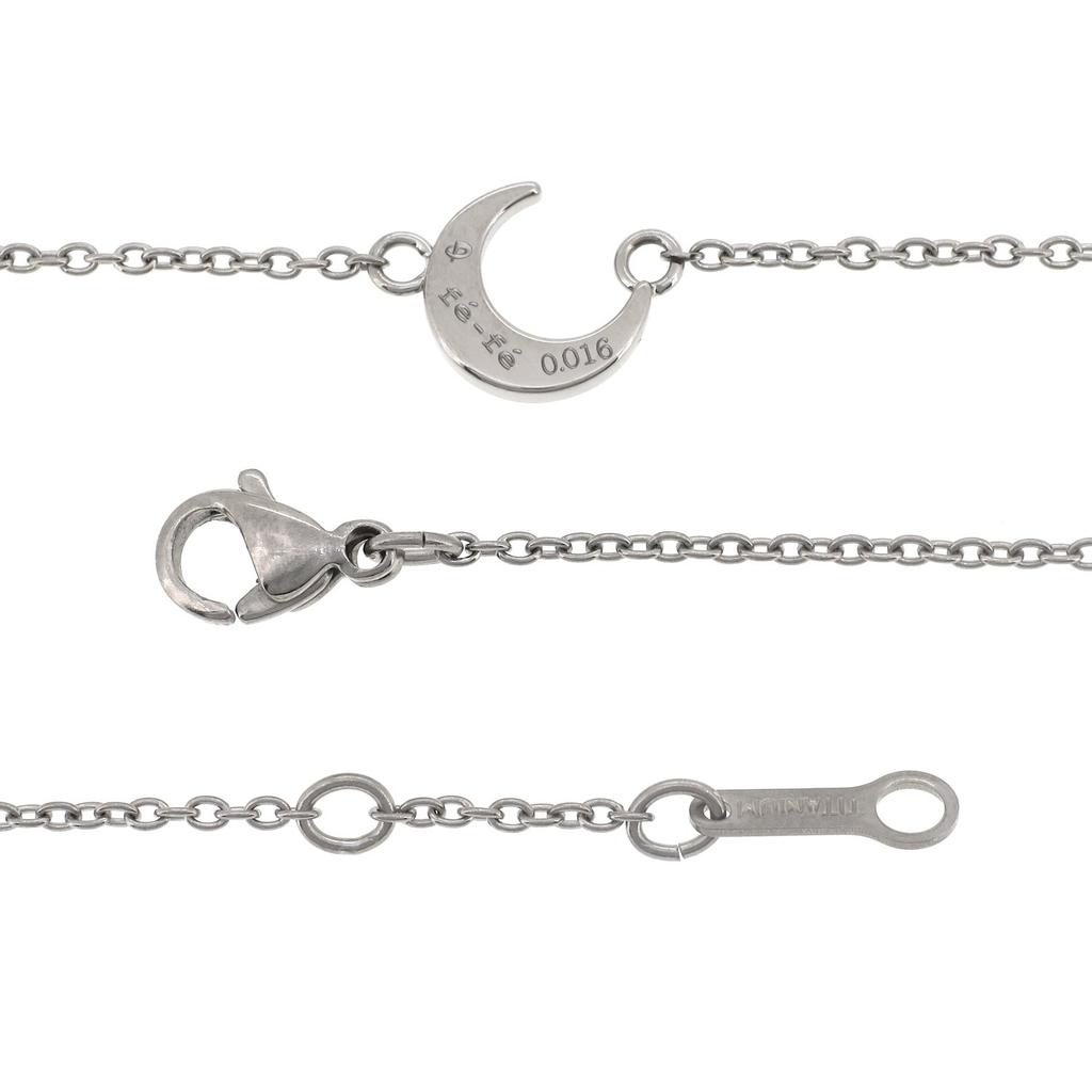 Phiten Crescent Moon Double Diamond Titanium Necklace for Simple [Fefe] Fe-fe×phiten [Special Edition] Men, Women, Couples,