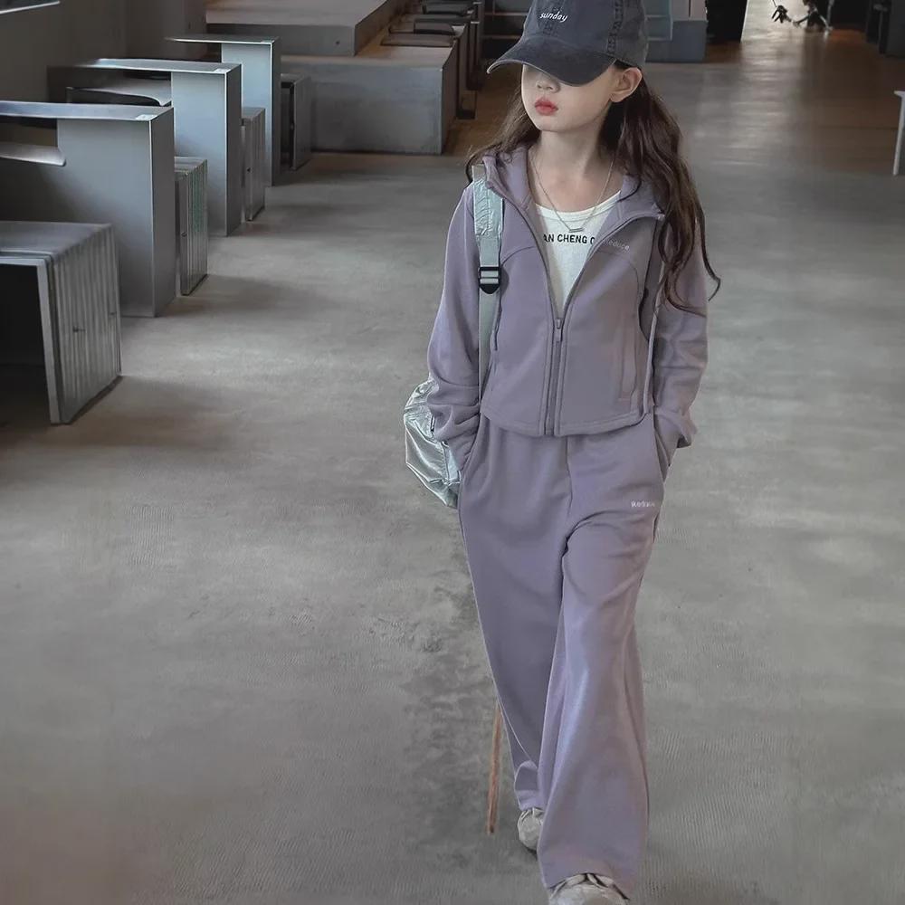 "Vestes de sport décontractées pour filles et ensembles deux pièces - Collection Printemps/Automne pour grands enfants"