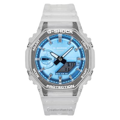G-Shock Analogowo-Cyfrowy Pasek z Żywicy Niebieska Tarcza Kwarcowy GA-2100BM-7A2 200M Zegarek Unisex